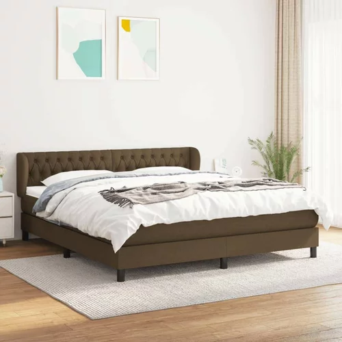  Box spring postelja z vzmetnico temno rjava 180x200 cm blago, (20893267)