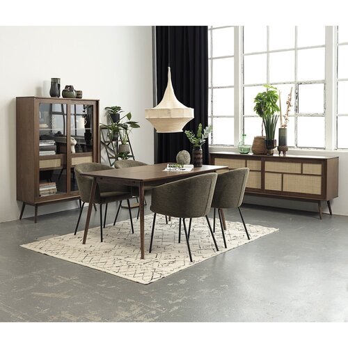 Unique Furniture Temno rjava nizka komoda v hrastovem dekorju z drsnimi vrati 180x80 cm Barrali &amp;ndash; Slike