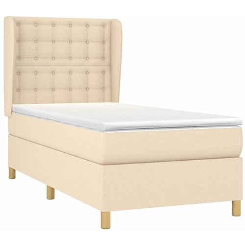  Krevet s oprugama i madracem krem 100 x 200 cm od tkanine Slike