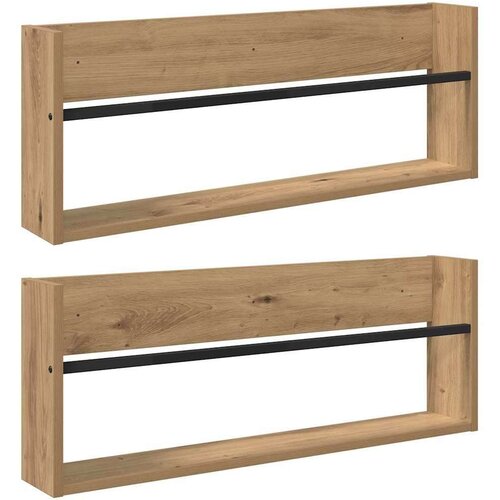  Polica za časopise Zidne 2 pcs Umjetnički hrast 80 x 12 x 30 cm Slike