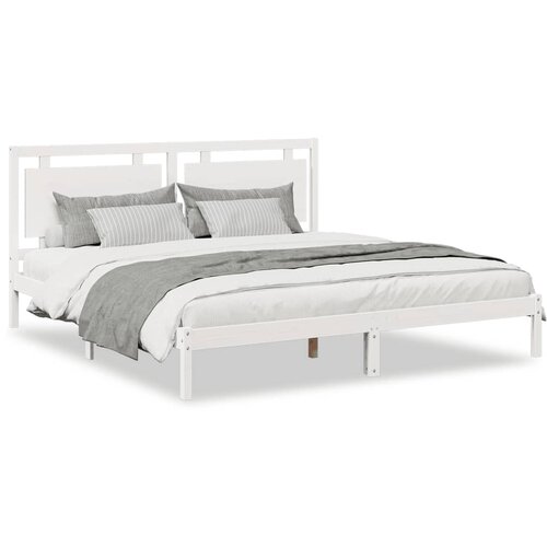 Maison Chic Daljši Posteljni Okvir - Dvoposteljna postelja brez vzmetnice bel 200x220 cm trden les, (22082651) Cene