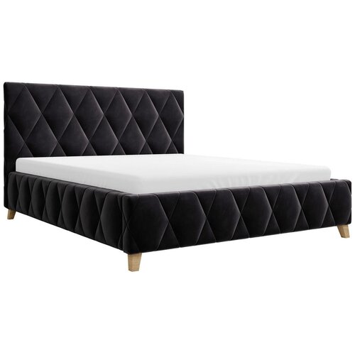 MID.YOU OBLAZINJENA POSTELJA 160 cm x 200 cm , les, kovina, tekstil, leseni material antracit Slike