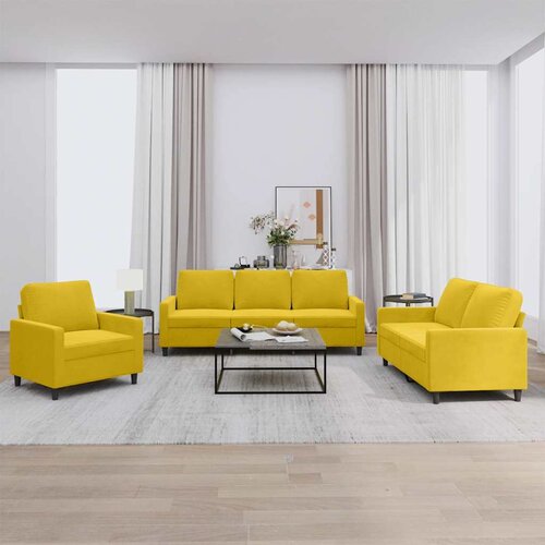 vidaXL 3-dijelni set sofa s jastucima žuti baršunasti Cene