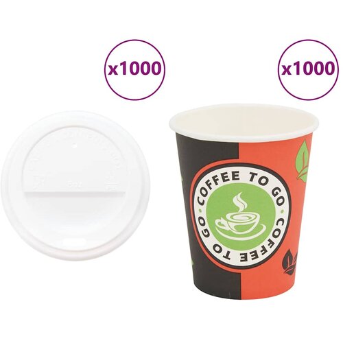  Papirnate šalice za kavu s poklopcem 1000 kom 8 oz 240 ml Cene