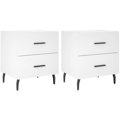 Maison Chic Dvo delni komplet Nočne omarice - Nočne mize bela 40x35x47,5 cm inženirski les, (21690398) Cene
