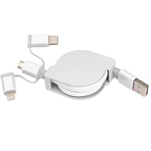 Kabel ZA PUNJENJE UVLAČNI USB SA 3 KONEKTORA MACMA 2165206 BIJELI Cene