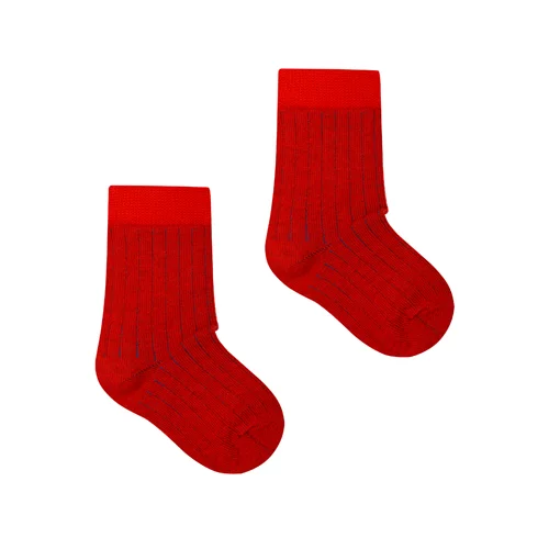 Kabak Socks Kids Classic Ribbed Red/Navy Blue