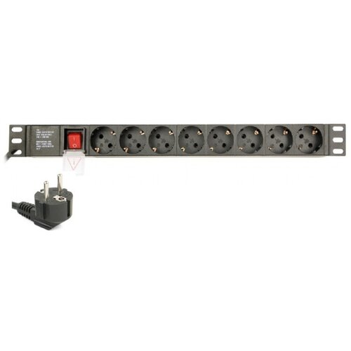 Gembird EG-PDU-014 Produzni kabl sa zastitom 8 uticnica 16A, PDU 1U, aluminium, 3m Cene