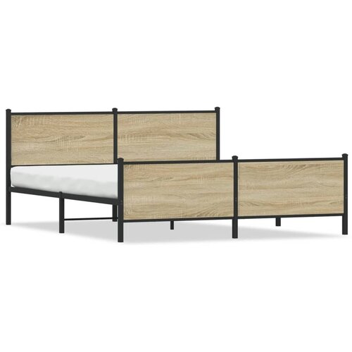 VidaXL Metalni okvir kreveta bez madraca boja hrasta sonome 193x203 cm Slike