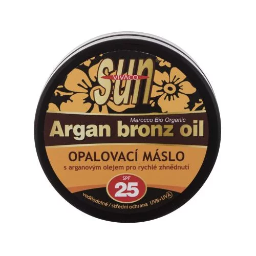 Vivaco Sun Argan Bronz Oil Suntan Butter SPF25 vodoodporno maslo za zaščito pred soncem z arganovim oljem za hitro porjavelost 200 ml