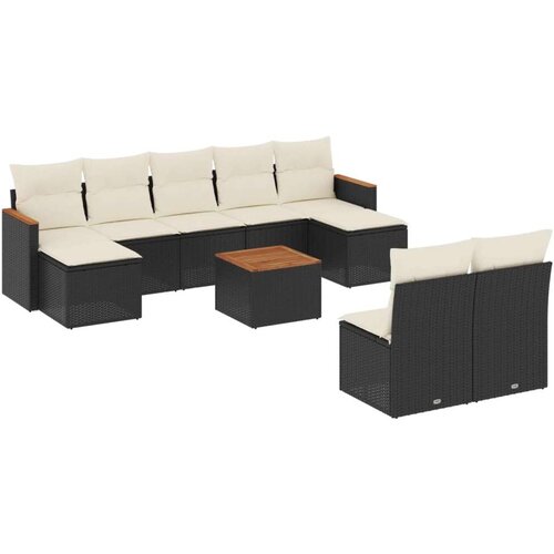 vidaXL 10-dijelni set vrtnih sofa s jastucima crni od poliratana Cijene