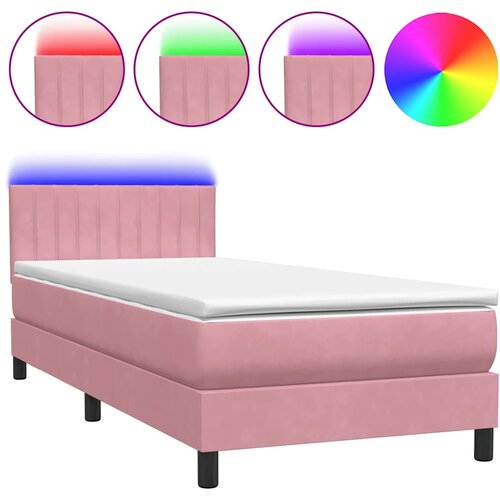 vidaXL Box spring postelja z vzmetnico roza 80x220 cm žamet, (21792530) Cene