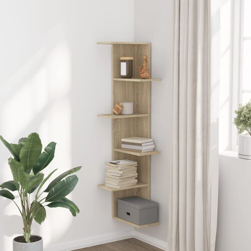  Kutna zidna polica boja hrasta sonome 36,5x36,5x140 cm drvena Slike