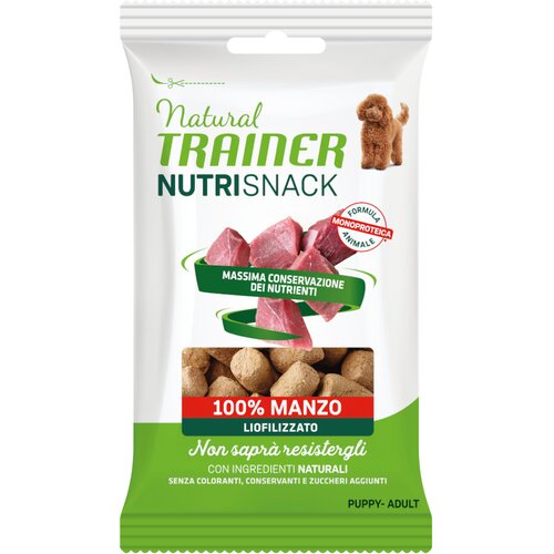 2 + 1 gratis! 3 x 20 g Natural Trainer Nutri Snack Puppy &amp;amp; Adult, liofilizirani zalogajčići - Govedina Slike
