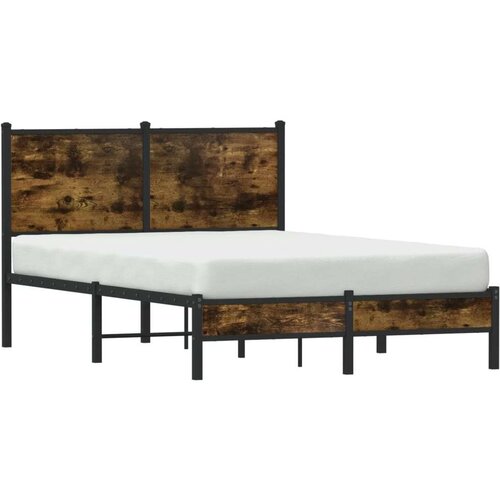 VidaXL Metalni okvir kreveta s uzglavljem boja hrasta 120 x 200 cm Slike