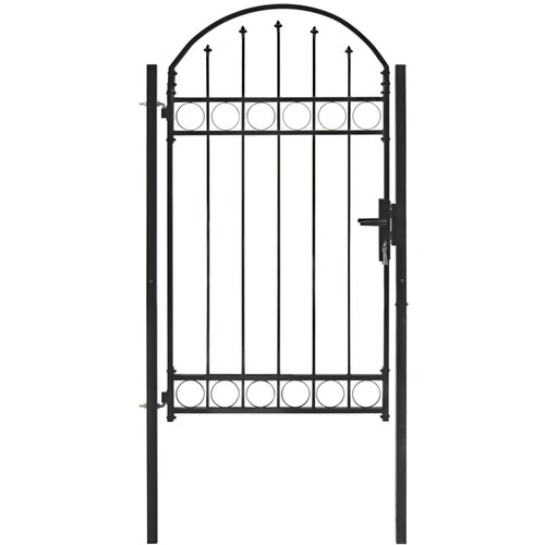 vidaXL Vrata za ogradu s lučnim vrhom čelična 100 x 175 cm crna Cene