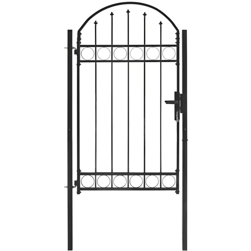 vidaXL Vrata za ograjo zaobljena jeklo 100x175 cm črna