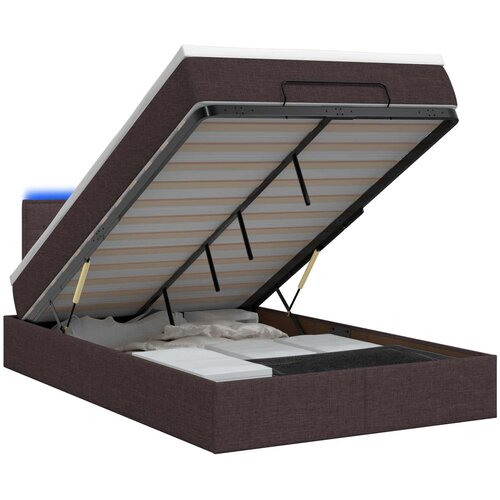 Krevet od pjene s madracem i LED-om Tamno smeđa 120 x 190 cm Slike