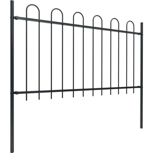  Vrtna ograda s obručem na vrhu Čelik 1781 5 x 100 cm Crna - Crna 1 1781.5 cm 100 cm Slike