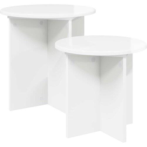  Set pomoćnih stolića s pohranom 2 pcs Bijela visokog sjaja Cene