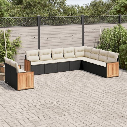 vidaXL 10-dijelni set vrtnih sofa s jastucima crni od poliratana Cijene