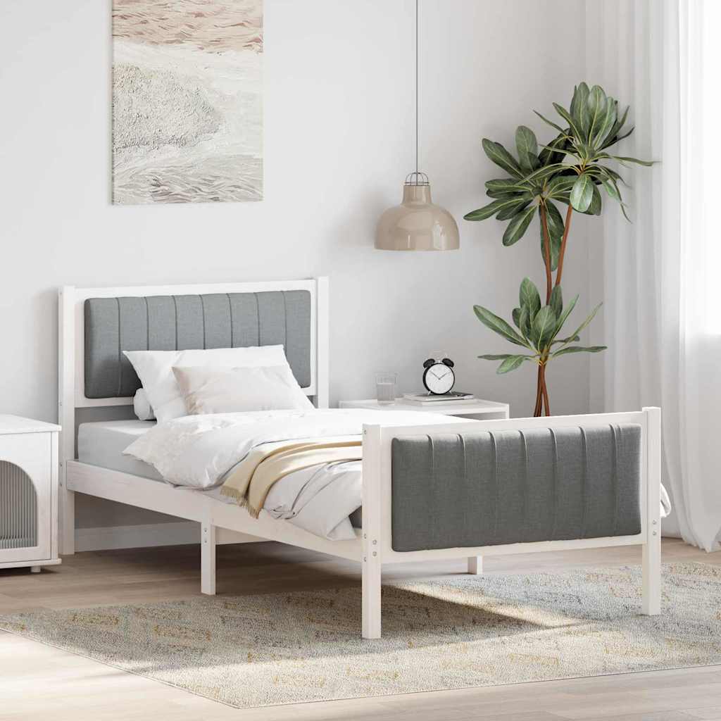 vidaXL Kovinska posteljna konstrukcija Bela in svetlo siva 90 x 190 cm Cene