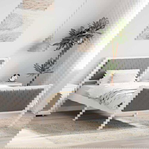 vidaXL Okvir kreveta s uzglavljem Bijela i svijetlosiva 90 x 190 cm Cene