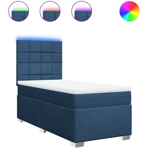 vidaXL Box spring postelja z vzmetnico modra 80x200 cm blago, (21291291) Cene