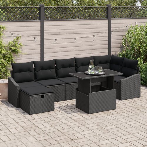 vidaXL 8 komada vrtni set sofa s jastučićima crna poli ratan Cene