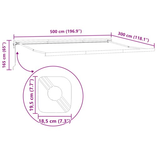 vidaXL Samodejna retraktibilna tenda - Oranžna in bela, 500x300 cm Cene