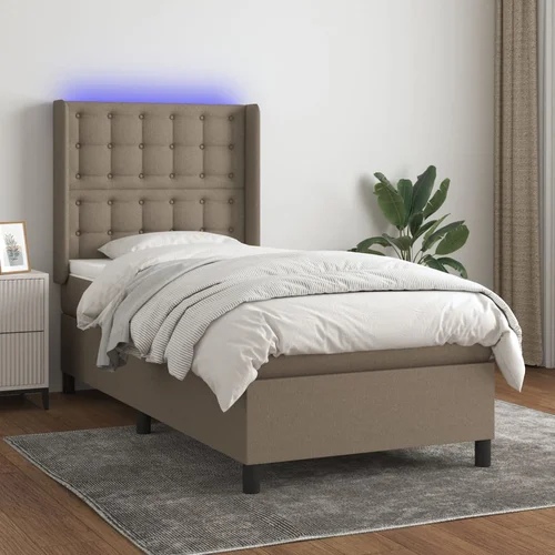 The Living Store Box spring postelja z vzmetnico LED taupe 90x200 cm blago - Box Spring Postelja, (21516844)