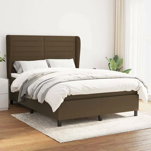  Box spring postelja z vzmetnico temno rjava 140x200 cm blago, (20901547)