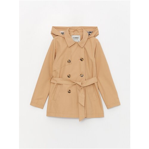 LC Waikiki Basic Girls' Trench Coat with a Hooded Slike