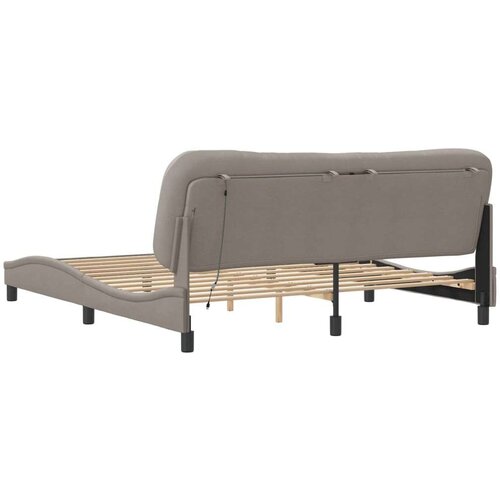  okvir kreveta s led svjetlima smeđesivi 180 x 200 cm od tkanine Slike
