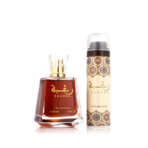 Lattafa Unisex poklon set Raghba, EDP, 100 ml + 50 ml dezodorans Slike