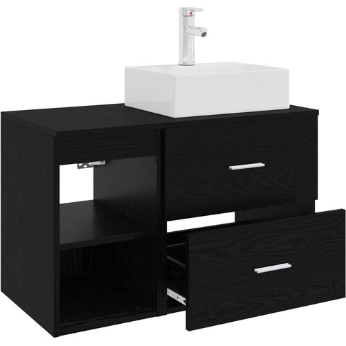  Set namje&amp;scaron;taja za kupaonicu 2 kom. Crni hrast Konstruirano drvo Crna 49,5 x 41 x 79,5 cm Slike