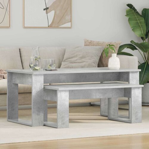  Set kavno mizico 2 pcs Betonsko siva Konstruiran les, (5000120438) Cene