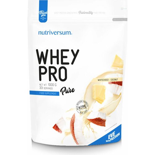 NUTRIVERSUM whey pro protein bela čokolada-kokos 1kg Slike