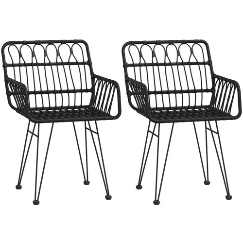  3-dijelni vrtni blagovaonski set od poliratana crni Crna Dužina stola 80 cm Slike