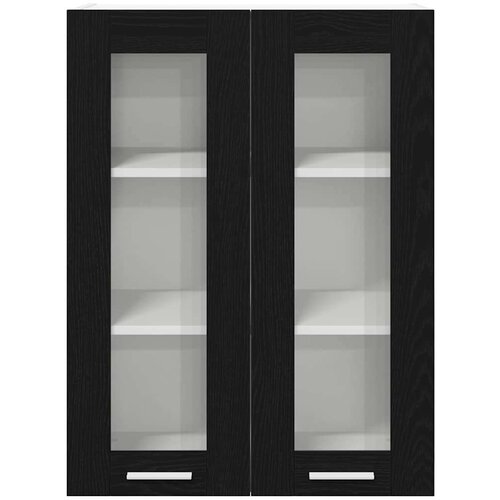 VidaXL viseći ormarić s policom zidne riga crni hrast 60 x 31 x 80 cm Slike