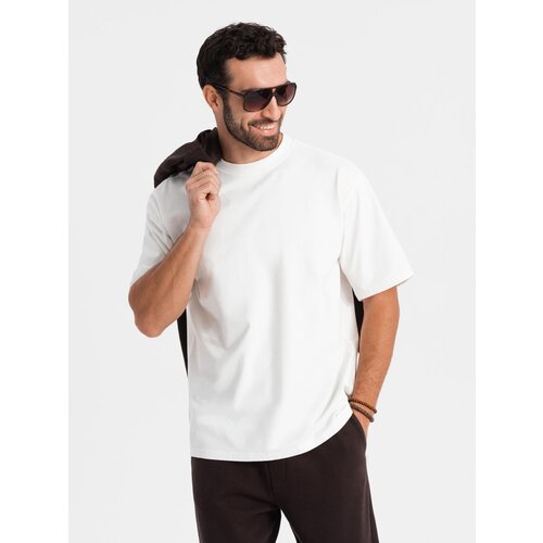 Ombre Men's LOOSE FIT T-shirt with pocket - beige Slike