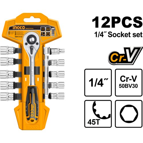 Ingco 12-delni set nasadnih ključeva 1/4&amp;rdquo; HKTS14122 Slike