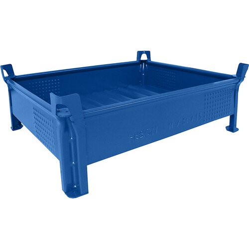 Heson Posoda za zlaganje iz jeklene pločevine, nizka izvedba, zaprte stene, ŠxD 800 x 1000 mm, nosilnost 1000 kg, modra, od 1 kosov Cene