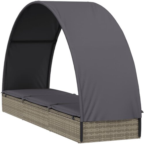 LEŽAJ za sunčanje s krovom 211 x 57 x 140 cm poliratan Slike