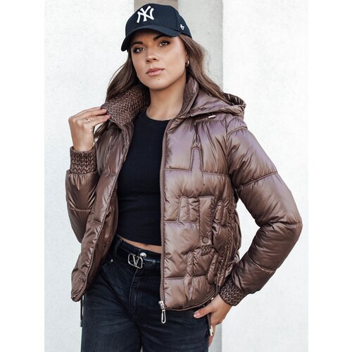 DStreet Kurtka damska FASHWARM krótka pikowana z kapturem kawowa Cene
