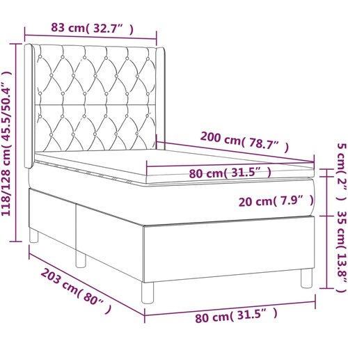  Krevet box spring s madracem LED plavi 80 x 200 cm od tkanine Slike
