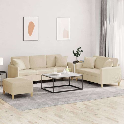  3-dijelni set sofa s jastucima krem od mikrovlakana Slike