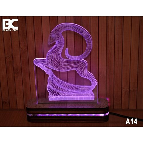 Black Cut 3D lampa sa 9 različitih boja i daljinskim upravljačem - divokoza ( A14 ) Cene
