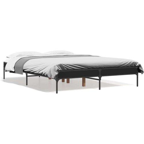 VidaXL Okvir za krevet crni 135x190 cm konstruirano drvo i metal Slike