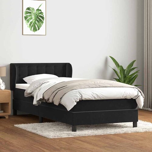 vidaXL Box spring postelja z vzmetnico črna 80x220 cm žamet Cene